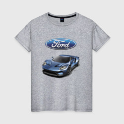 Женская футболка хлопок Ford - legendary racing team - motorsport