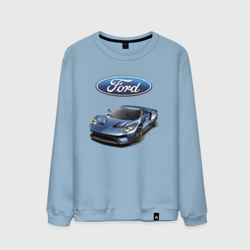 Мужской свитшот хлопок Ford - legendary racing team - motorsport, цвет мягкое небо
