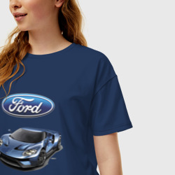 Женская футболка хлопок Oversize Ford - legendary racing team - motorsport - фото 2