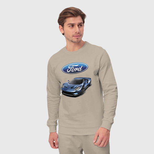 Мужской костюм хлопок Ford - legendary racing team - motorsport, цвет миндальный - фото 5