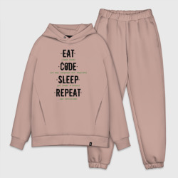 Мужской костюм oversize хлопок EAT. code. sleep. repeat