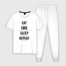 Мужская пижама хлопок EAT. code. sleep. repeat