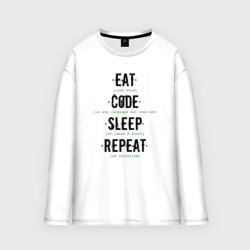 Мужской лонгслив oversize хлопок EAT. code. sleep. repeat