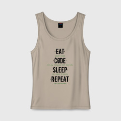 Женская майка хлопок EAT. code. sleep. repeat