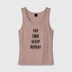 Женская майка хлопок EAT. code. sleep. repeat