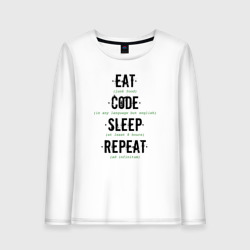 Женский лонгслив хлопок EAT. code. sleep. repeat