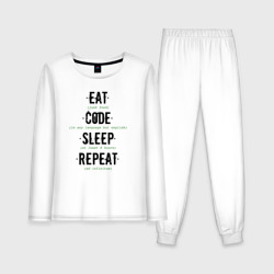 Женская пижама с лонгсливом хлопок EAT. code. sleep. repeat