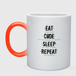 Кружка хамелеон EAT. code. sleep. repeat