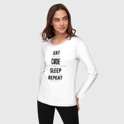 Женский лонгслив хлопок EAT. code. sleep. repeat - фото 2