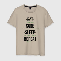 Мужская футболка хлопок EAT. code. sleep. repeat