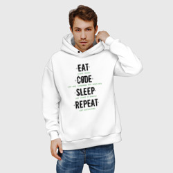 Мужское худи Oversize хлопок EAT. code. sleep. repeat - фото 2