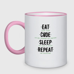 Кружка двухцветная EAT. code. sleep. repeat