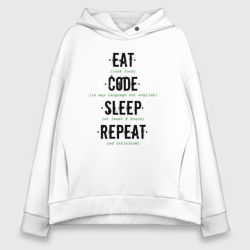 Женское худи Oversize хлопок EAT. code. sleep. repeat