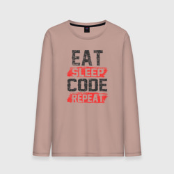 Мужской лонгслив хлопок EAT. sleep. code. repeat