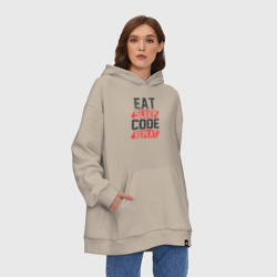 Худи SuperOversize хлопок EAT. sleep. code. repeat - фото 2