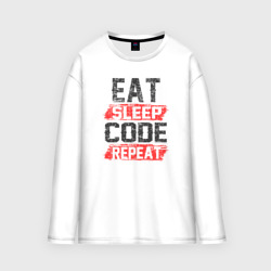 Мужской лонгслив oversize хлопок EAT. sleep. code. repeat