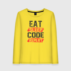 Женский лонгслив хлопок EAT. sleep. code. repeat