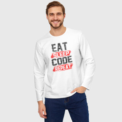 Мужской лонгслив oversize хлопок EAT. sleep. code. repeat - фото 2