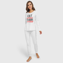 Женская пижама с лонгсливом хлопок EAT. sleep. code. repeat - фото 2