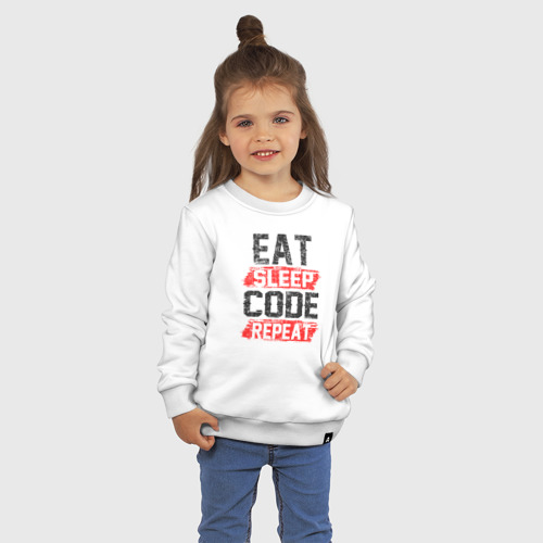 Детский свитшот хлопок EAT. sleep. code. repeat - фото 3