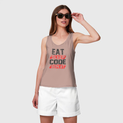 Женская майка хлопок EAT. sleep. code. repeat - фото 2