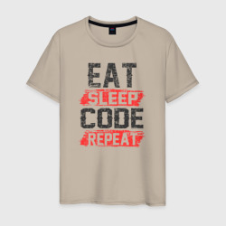 Мужская футболка хлопок EAT. sleep. code. repeat