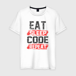 EAT. sleep. code. repeat – Футболка из хлопка с принтом купить со скидкой в -20%