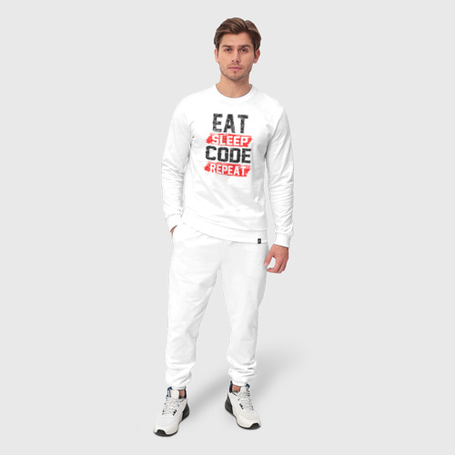 Мужской костюм хлопок с принтом EAT SLEEP CODE REPEAT, фото на моделе #1