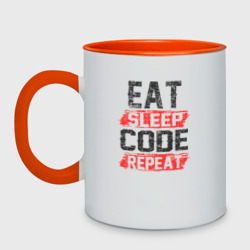 Кружка двухцветная EAT. sleep. code. repeat