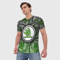 Мужская футболка 3D Skoda carbone pattern - фото 2