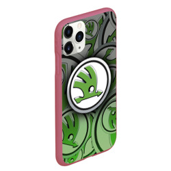 Чехол для iPhone 11 Pro Max матовый Skoda carbone pattern - фото 2