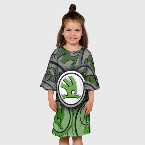 Детское платье 3D с принтом Skoda | Carbone | Pattern, вид сбоку #3