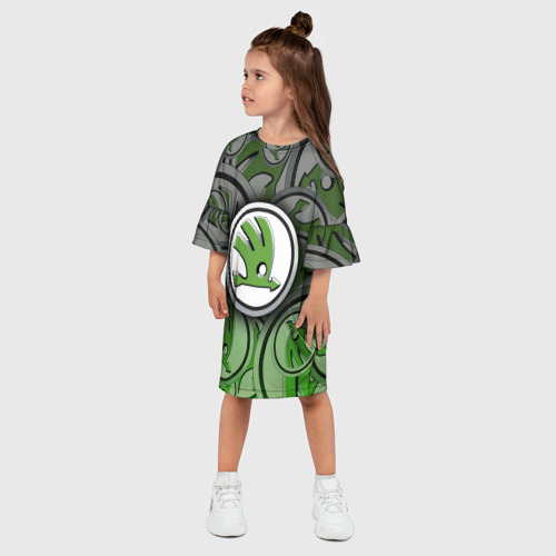 Детское платье 3D с принтом Skoda | Carbone | Pattern, фото на моделе #1