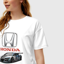 Женская футболка хлопок Oversize Honda Racing team - фото 2