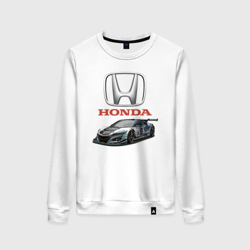Женский свитшот хлопок с принтом Honda / Racing team, вид спереди #2