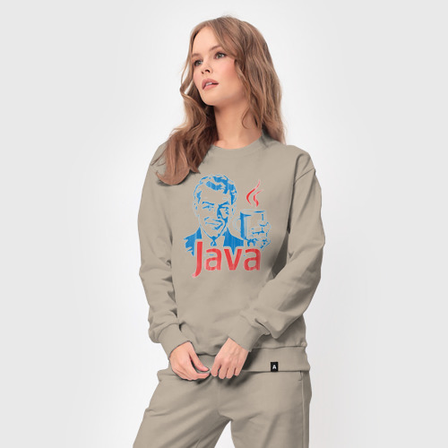 Женский костюм хлопок Java программист с кофе, цвет миндальный - фото 5