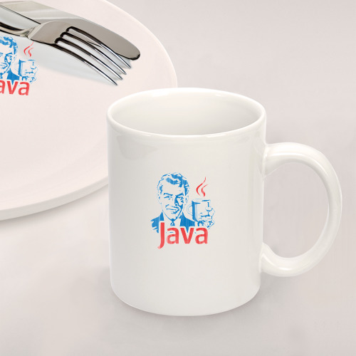 Набор: тарелка + кружка Java программист с кофе - фото 2