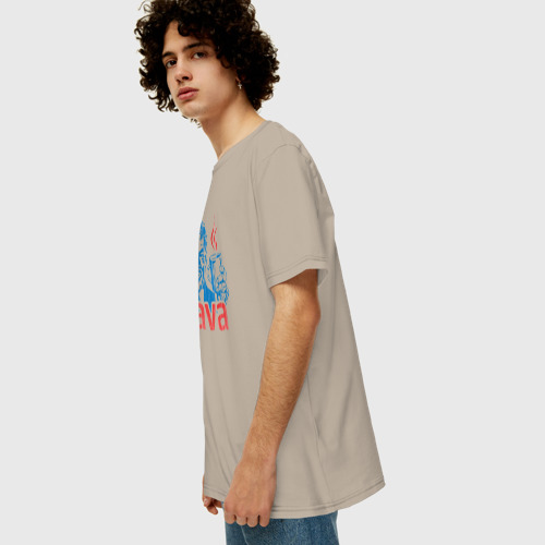 Мужская футболка хлопок Oversize Java программист с кофе, цвет миндальный - фото 5