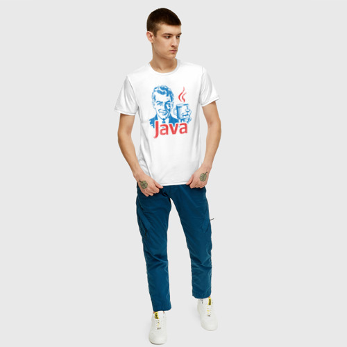 Мужская футболка хлопок JAVA программиста, цвет белый - фото 5