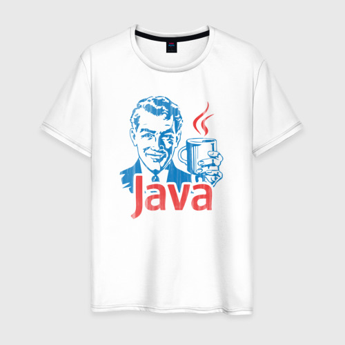 Мужская футболка хлопок JAVA программиста, цвет белый