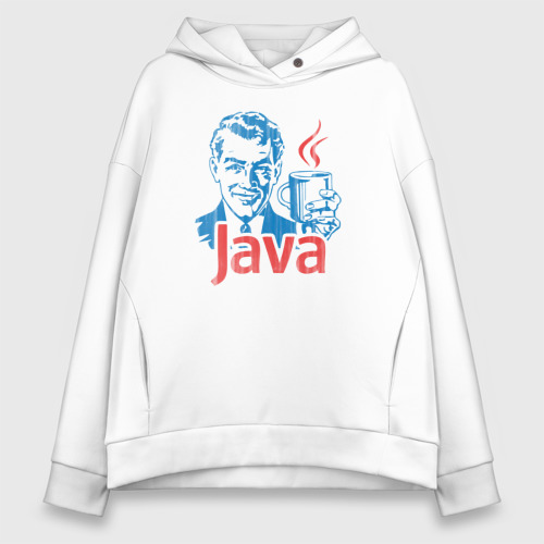 Женское худи Oversize хлопок Java программист с кофе