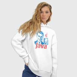 Женское худи Oversize хлопок Java программист с кофе - фото 2