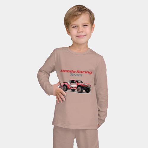 Детская пижама с лонгсливом хлопок с принтом Honda racing team - motorsport, фото на моделе #1
