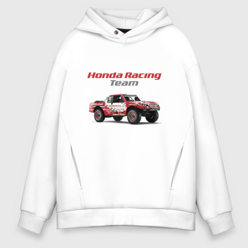 Мужское худи Oversize хлопок Honda racing team - motorsport, цвет белый