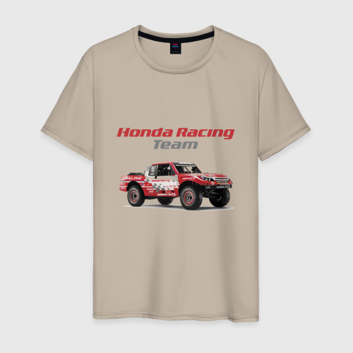 Мужская футболка хлопок Honda racing team - motorsport, цвет миндальный