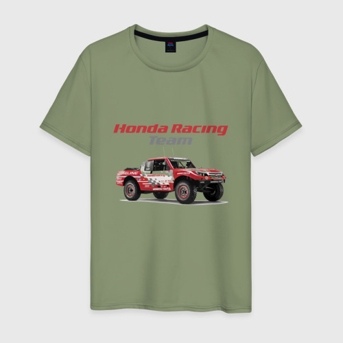 Мужская футболка хлопок Honda racing team - motorsport, цвет авокадо