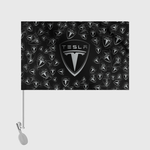 Флаг для автомобиля Тесла большое лого паттерн - фото 2