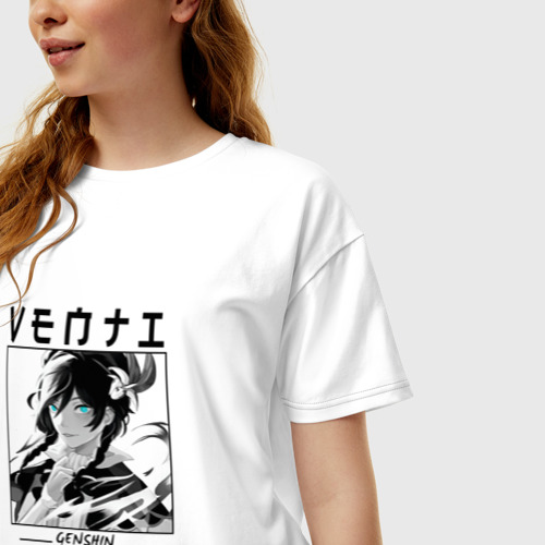 Женская футболка хлопок Oversize с принтом Венти Venti, Genshin Impact, фото на моделе #1