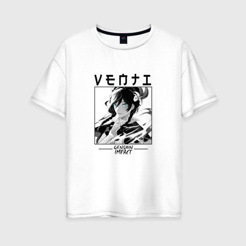Женская футболка хлопок Oversize с принтом Венти Venti, Genshin Impact, вид спереди #2