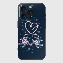 Чехол для iPhone 16 Pro силиконовый с защитой камеры Космическая любовь Cosmic love